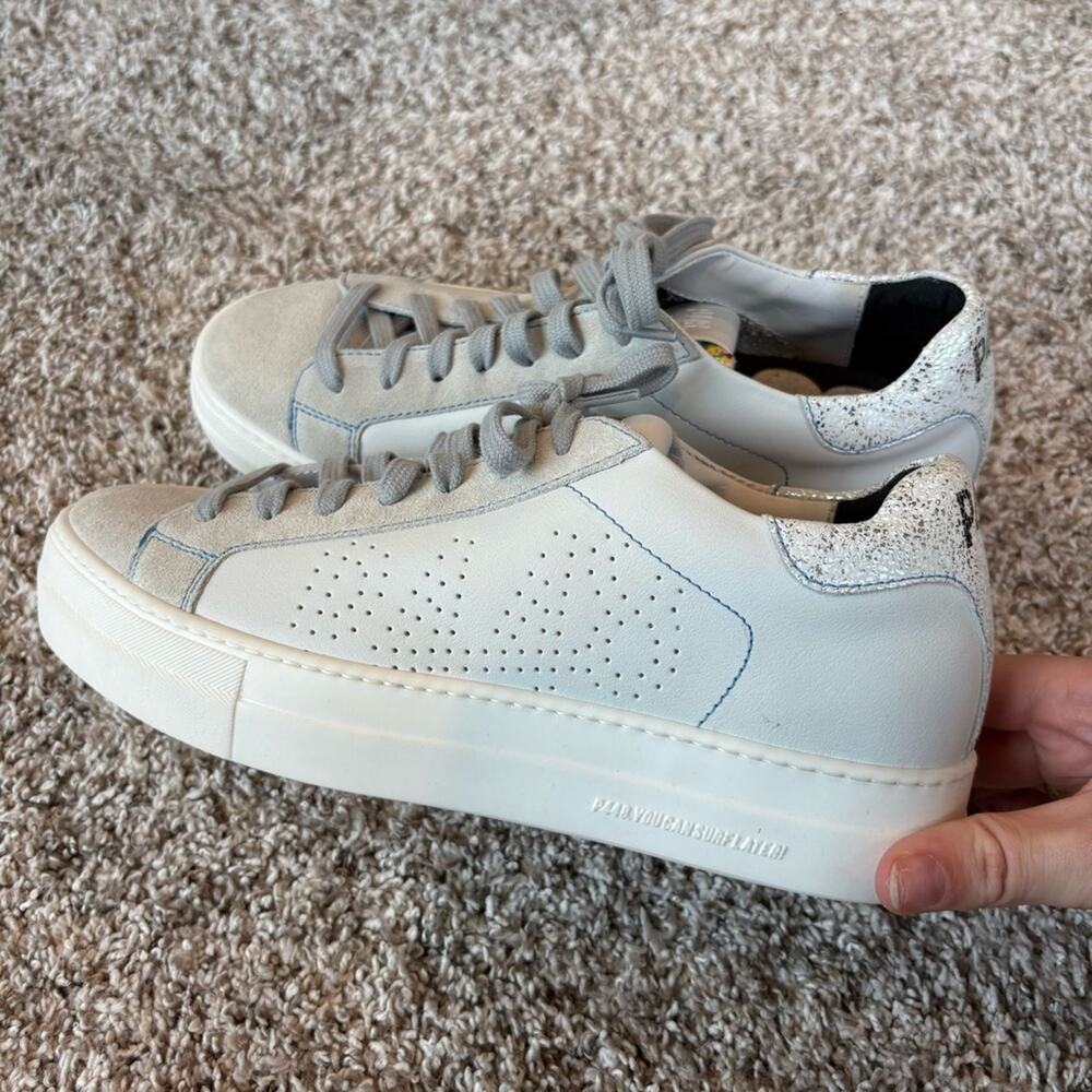 P448 Women's Thea Platform Sneakers in White Metallic Size 39 (8.5-9)